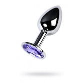 Metal Silver Metal Anal Plug With Coloured Crystal Gem Small - - Butt Plugs